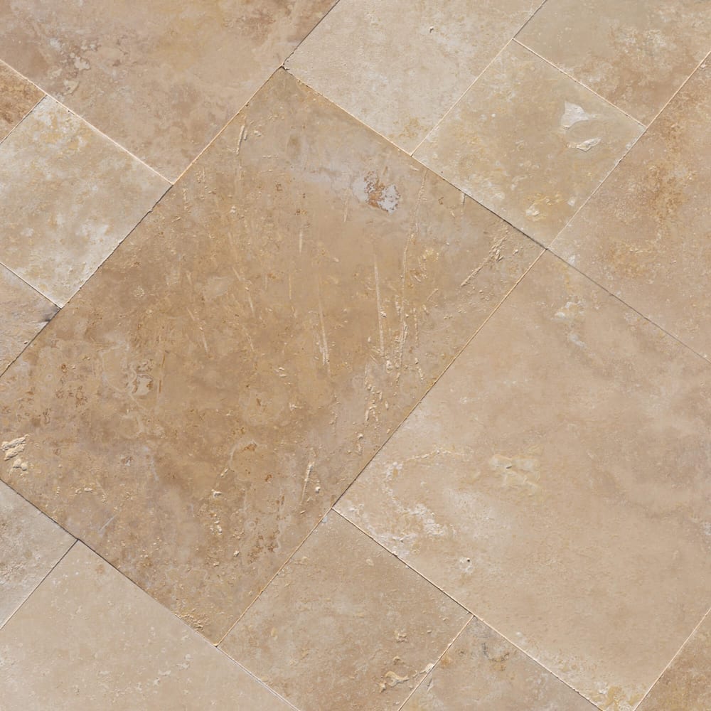 Denizli Beige Antique Pattern Travertine Tile - Full Truckload