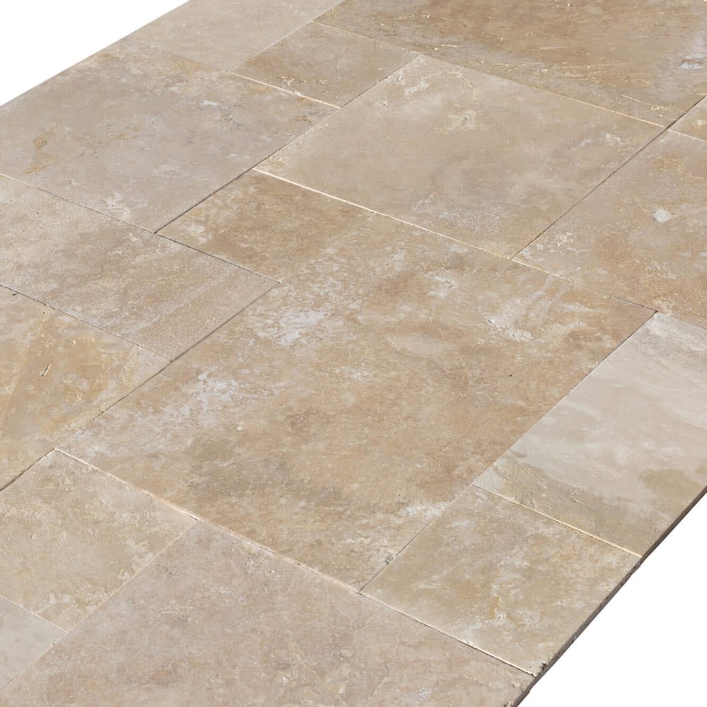 Denizli Beige Antique Pattern Travertine Tile - Full Truckload