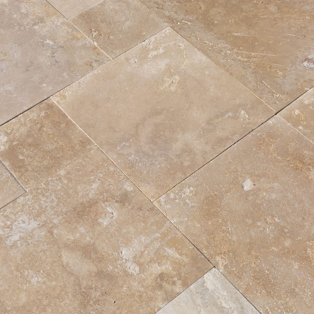 Denizli Beige Antique Pattern Travertine Tile - Full Truckload