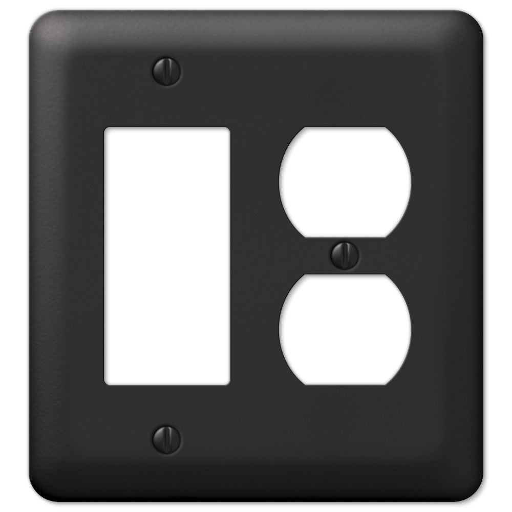 Devon Black Steel - 1 interruptor basculante / 1 placa de pared dúplex