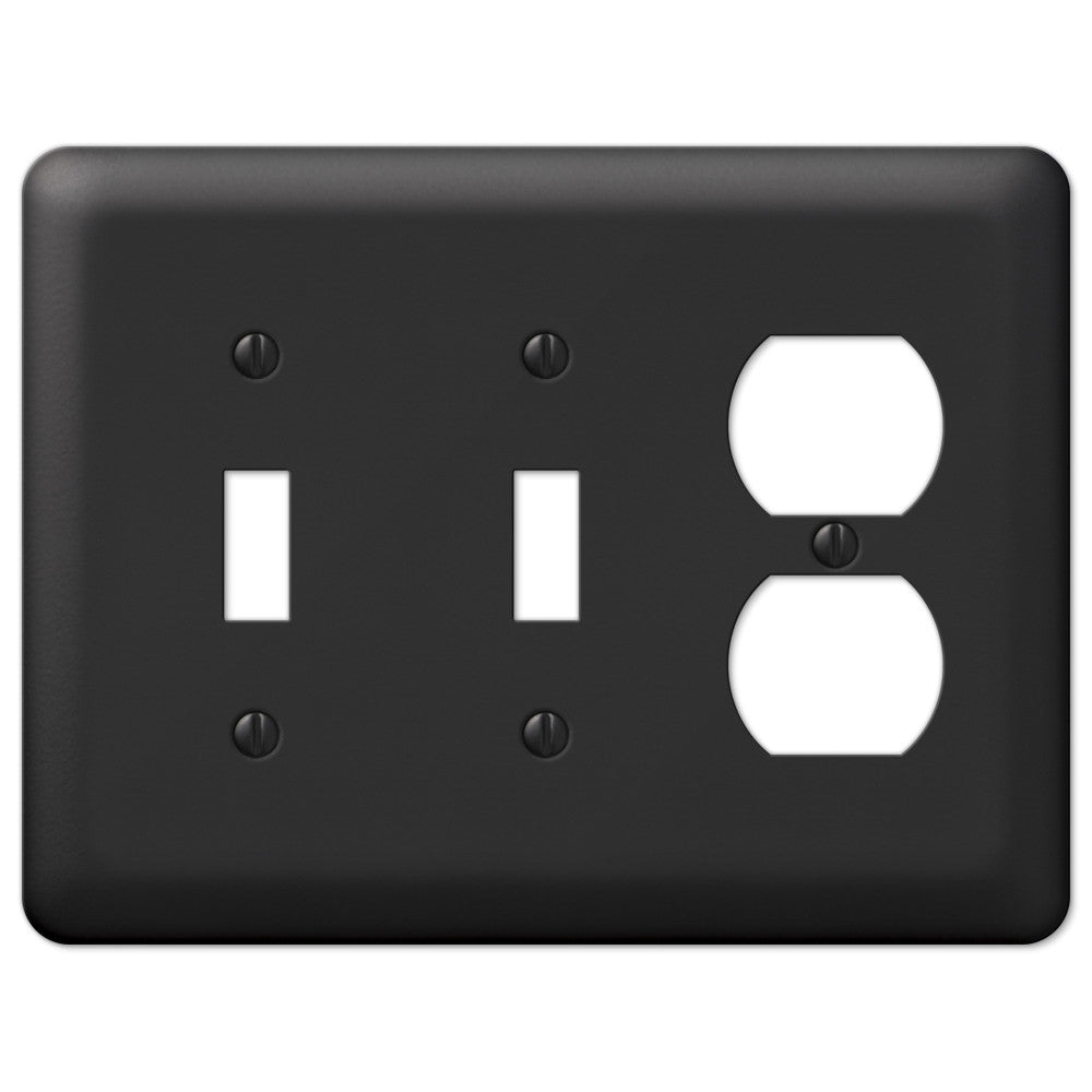 Devon Black Steel - 2 placas de pared con palanca y 1 placa de pared dúplex