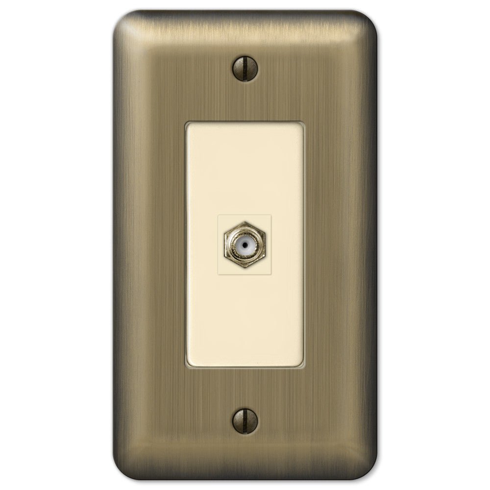 Devon Brushed Brass Steel - 1 Cable Jack Wallplate