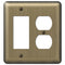 Devon Brushed Brass Steel - 1 Rocker / 1 Duplex Wallplate