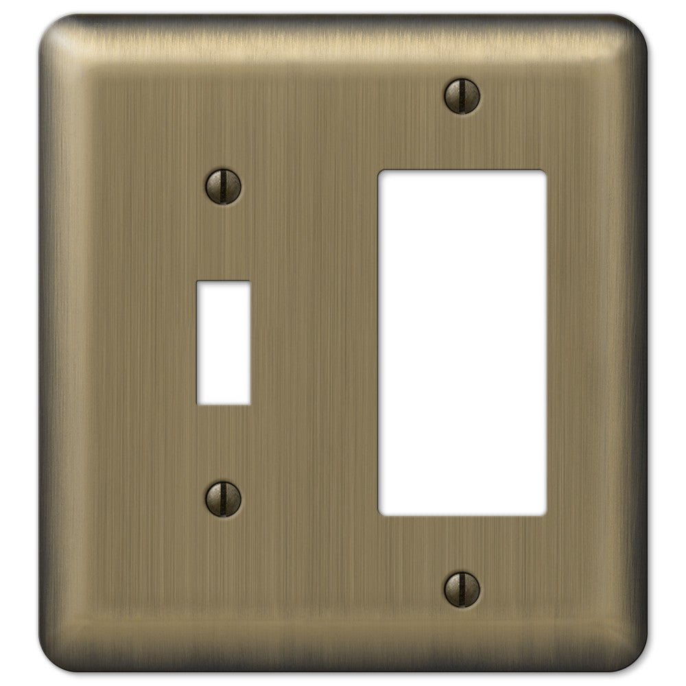 Devon Brushed Brass Steel - 1 Toggle / 1 Rocker Wallplate