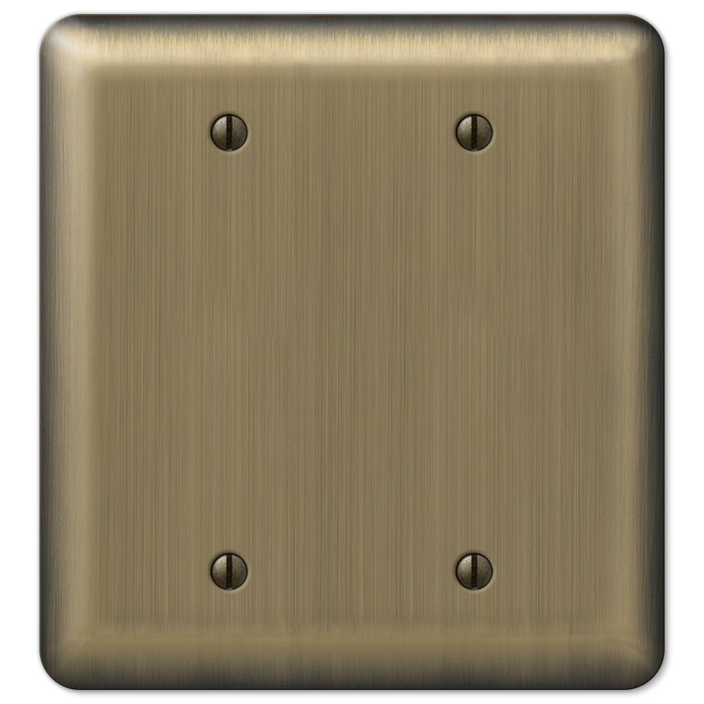 Devon Brushed Brass Steel - 2 Blank Wallplate
