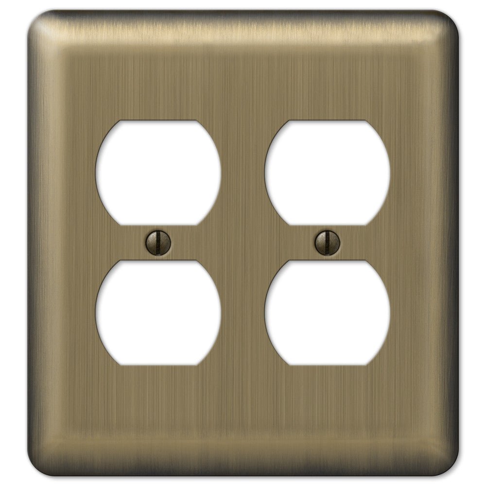 Placa de pared de acero de latón cepillado Devon - 2 dúplex