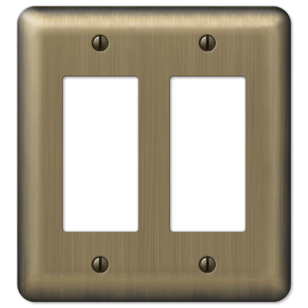 Devon Brushed Brass Steel - 2 Rocker Wallplate
