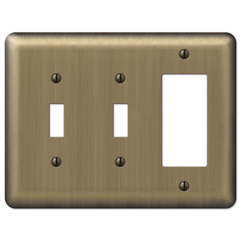 Placa de pared con 2 palancas y 1 balancín de acero de latón cepillado Devon