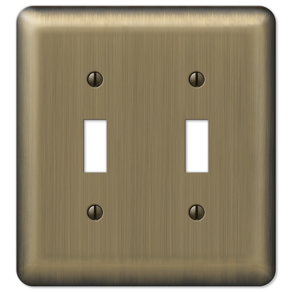 Devon Brushed Brass Steel - 2 Toggle Wallplate