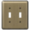 Devon Brushed Brass Steel - 2 Toggle Wallplate