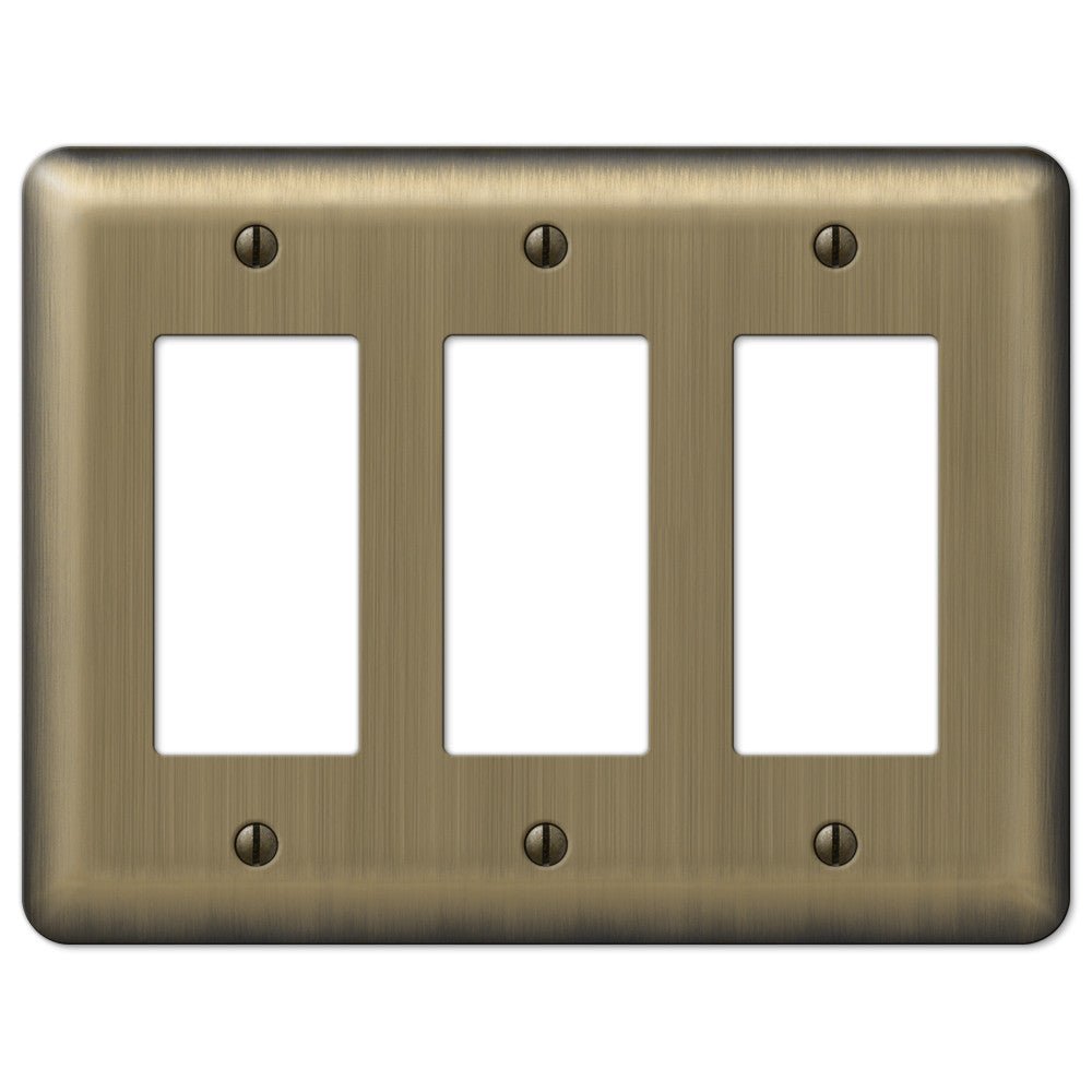Devon Brushed Brass Steel - 3 Rocker Wallplate