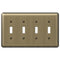 Devon Brushed Brass Steel - 4 Toggle Wallplate