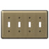 Devon Brushed Brass Steel - 4 Toggle Wallplate
