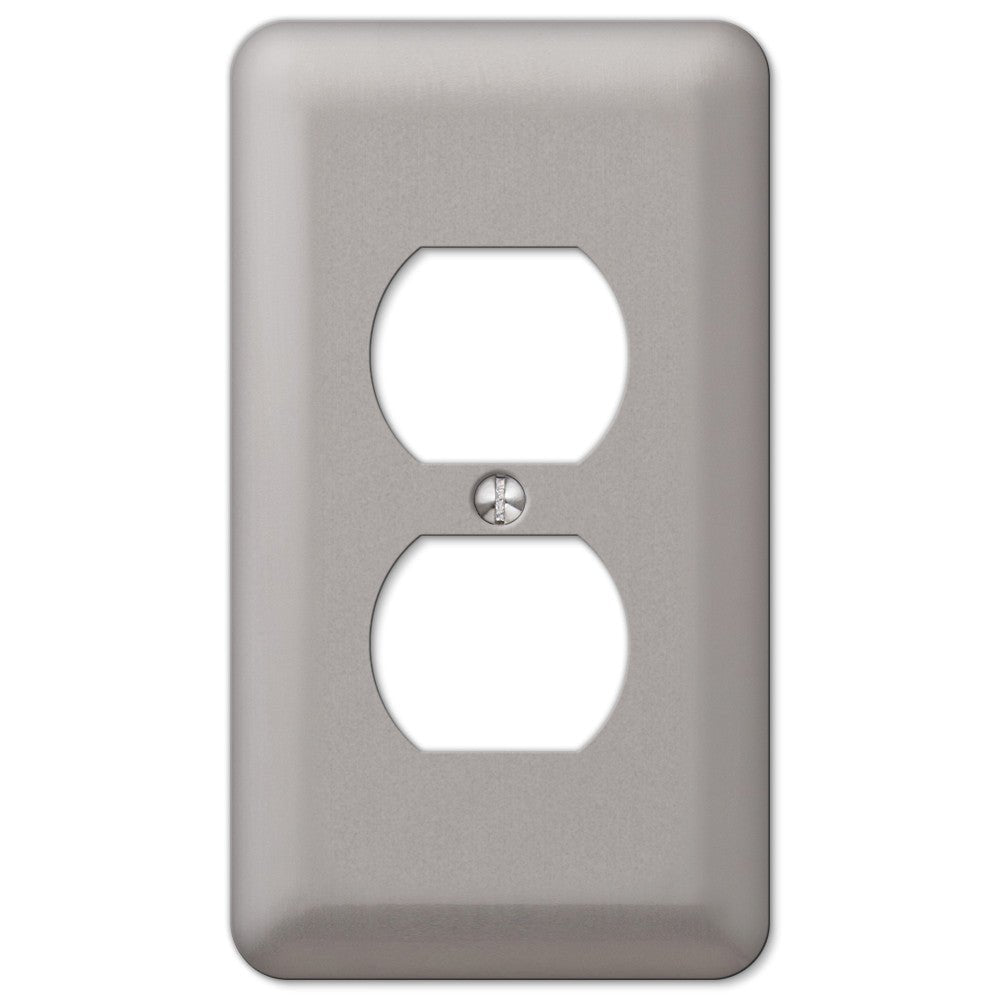 Placa de pared dúplex de acero niquelado cepillado Devon