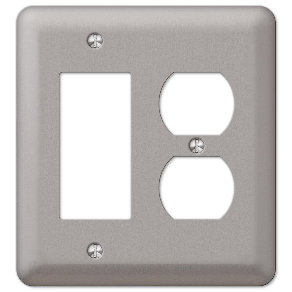 Devon - Acero niquelado cepillado - 1 interruptor basculante / 1 placa de pared dúplex