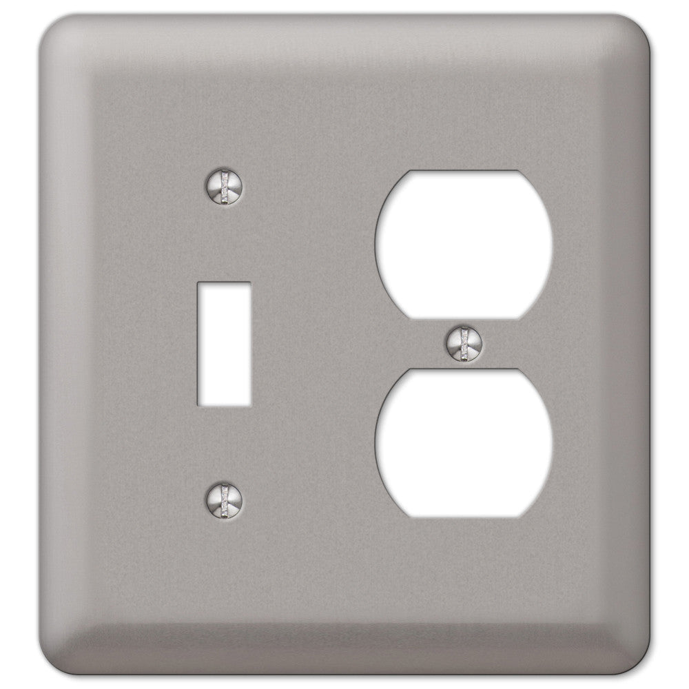 Devon - Acero niquelado cepillado - 1 palanca / 1 placa de pared dúplex