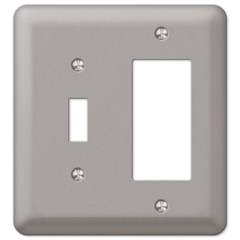 Devon - Placa de pared de acero niquelado cepillado - 1 palanca/1 balancín