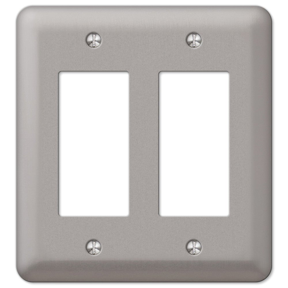 Devon - Placa de pared de acero niquelado cepillado de 2 balancines