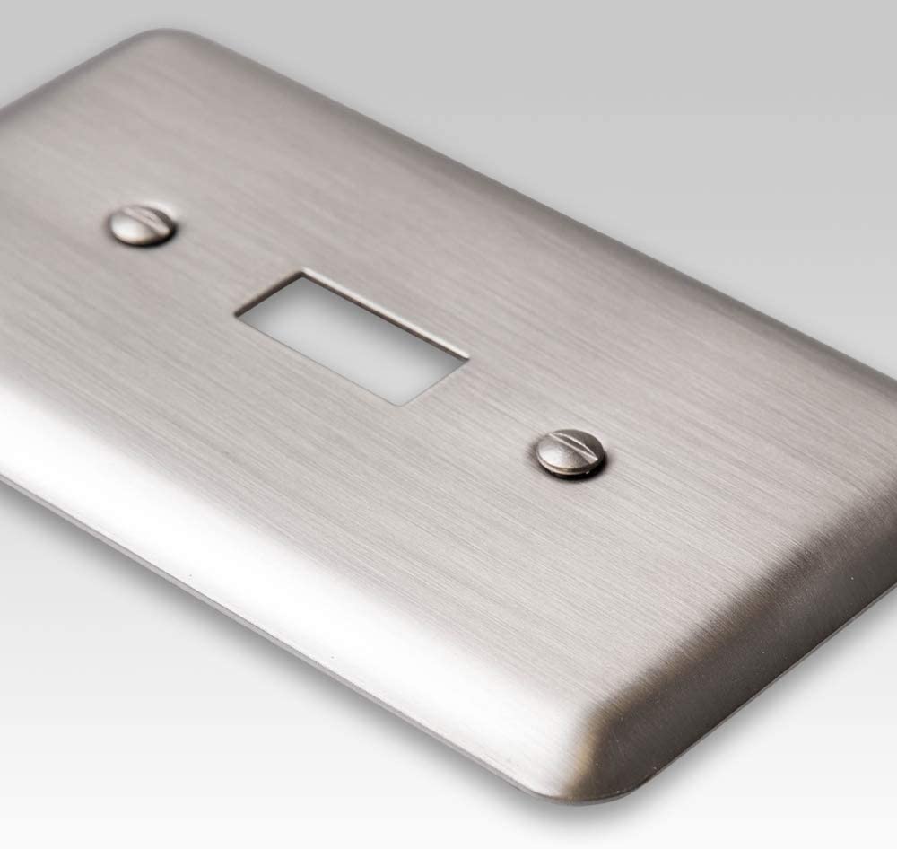 Devon - Placa de pared de acero niquelado cepillado con 2 palancas