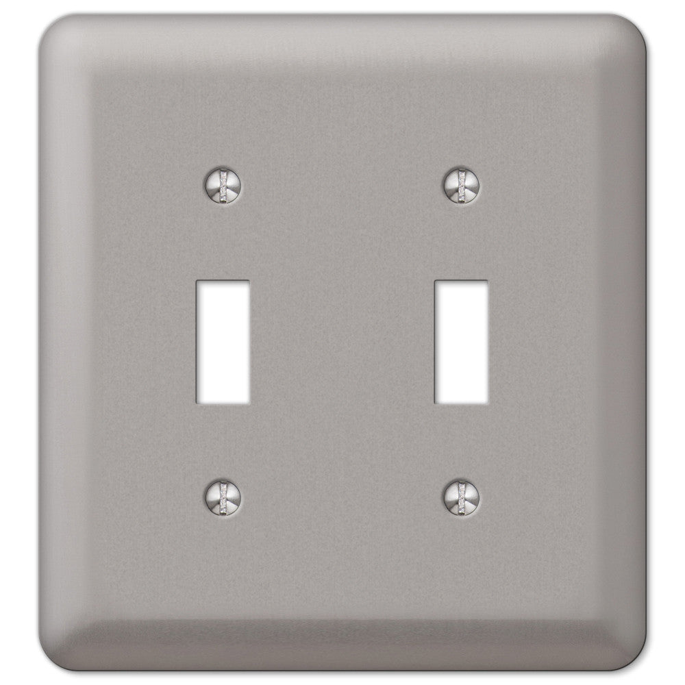 Devon - Placa de pared de acero niquelado cepillado con 2 palancas