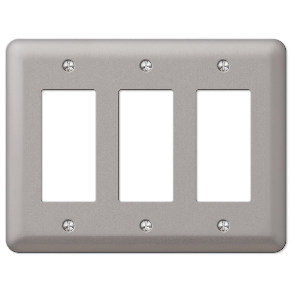 Devon - Placa de pared de 3 balancines de acero niquelado cepillado