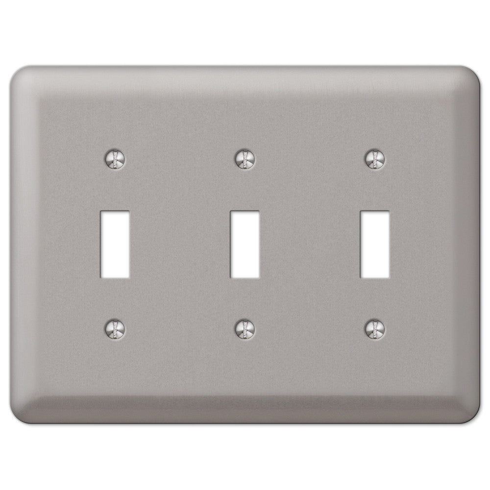 Placa de pared con 3 palancas de acero niquelado cepillado Devon