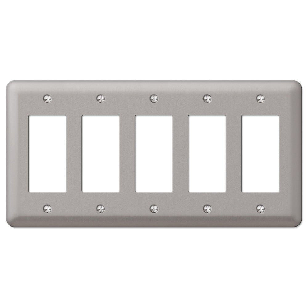 Devon - Placa de pared de 5 balancines de acero niquelado cepillado