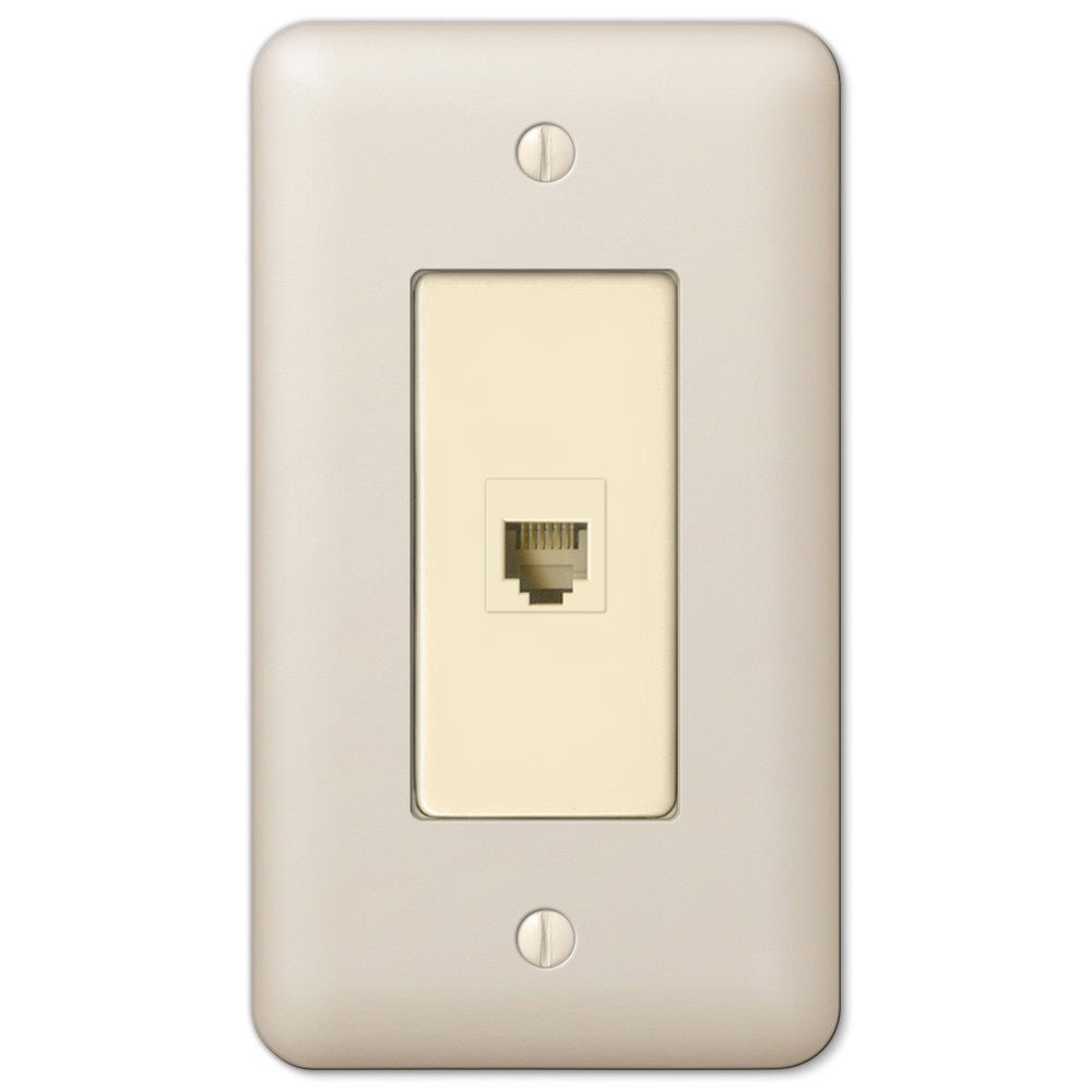 Placa de pared Devon de acero en color almendra claro: 1 toma de teléfono