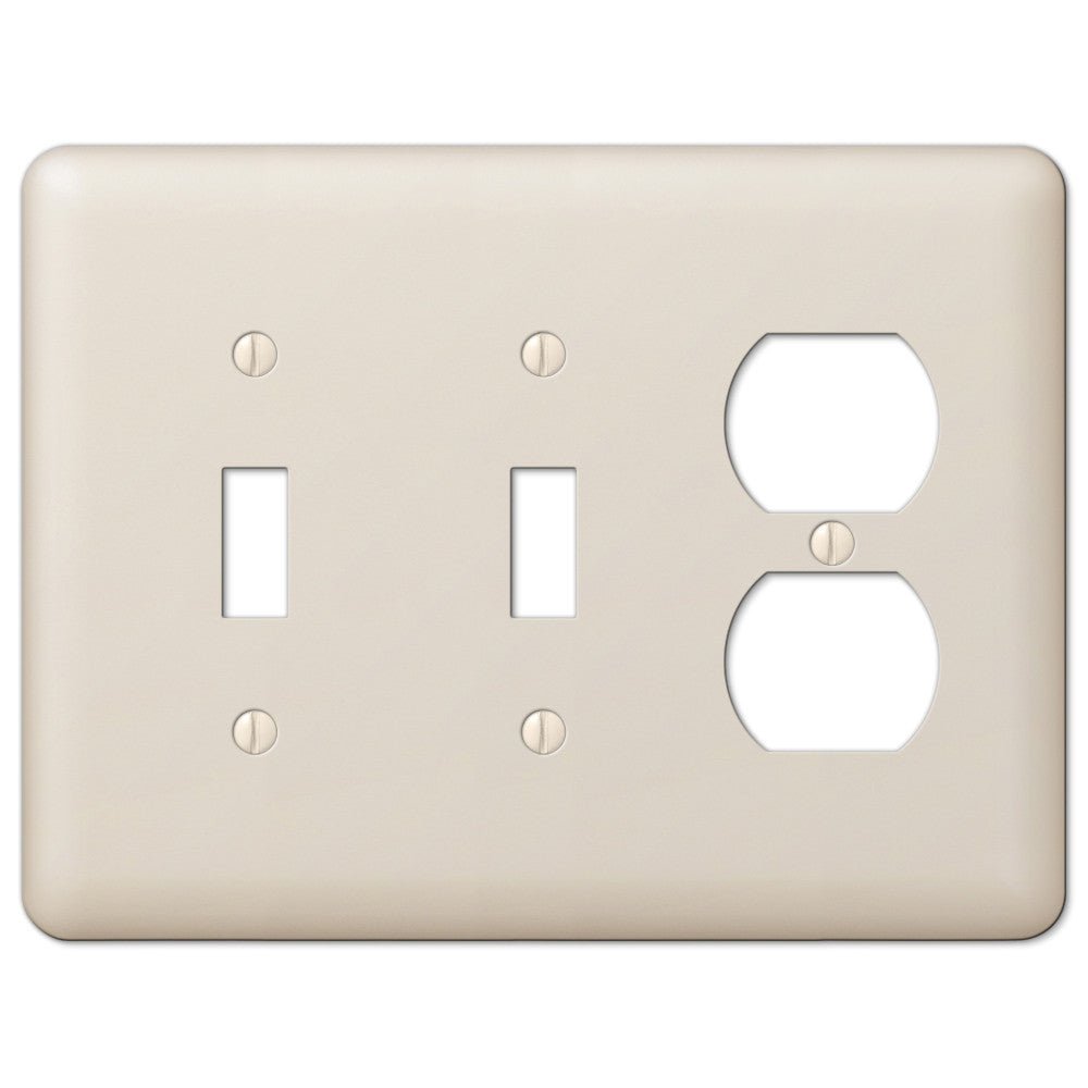 Devon Light Almond Steel - 2 placas de pared con palanca y 1 placa de pared dúplex