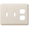 Devon Light Almond Steel - 2 placas de pared con palanca y 1 placa de pared dúplex