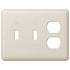 Devon Light Almond Steel - 2 placas de pared con palanca y 1 placa de pared dúplex
