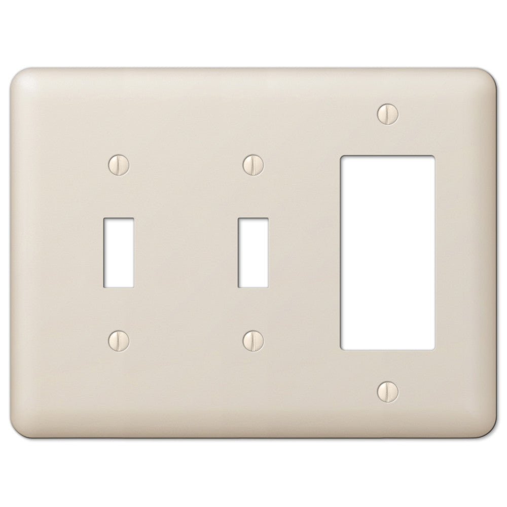 Devon Light Almond Steel - 2 Toggle / 1 Rocker Wallplate