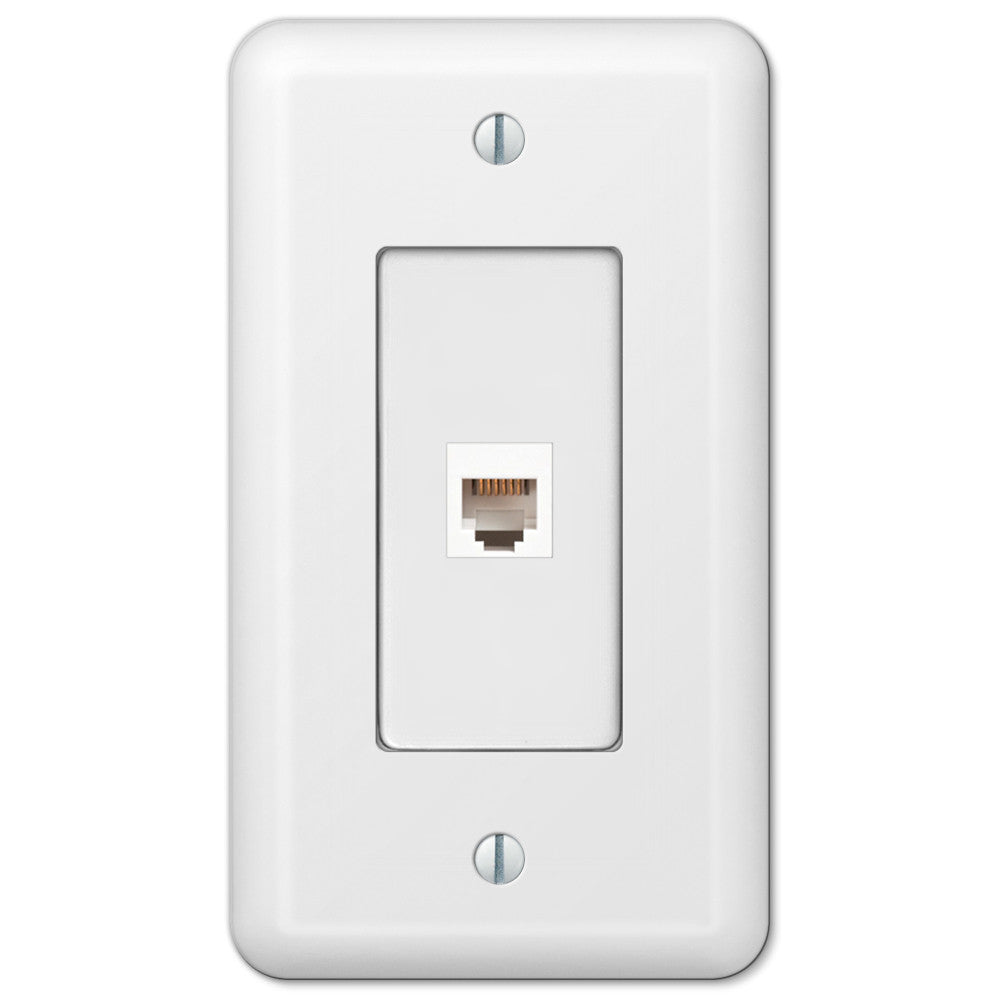 Placa de pared con toma de teléfono de acero blanco Devon
