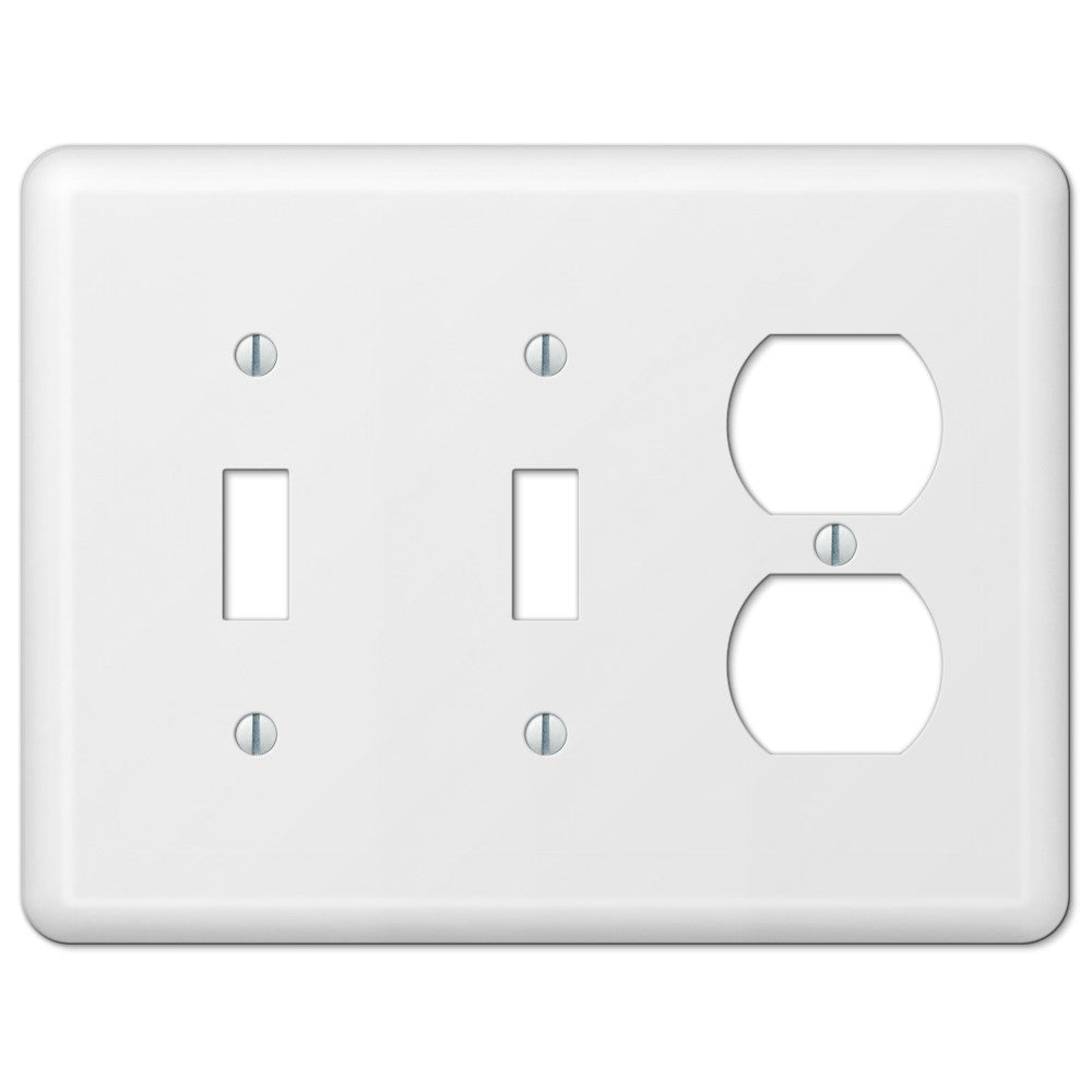 Devon White Steel - 2 placas de pared con palanca y 1 placa de pared dúplex