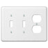 Devon White Steel - 2 placas de pared con palanca y 1 placa de pared dúplex