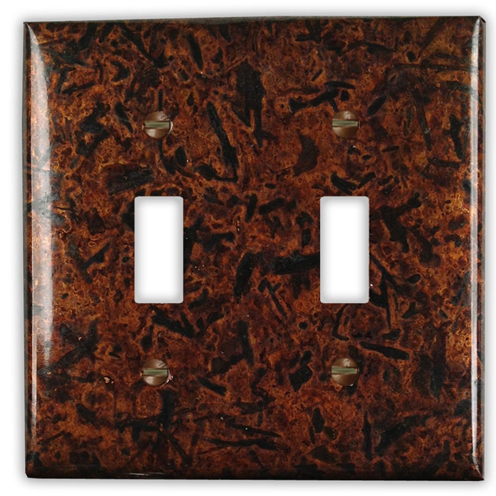 Cobre oscuro envejecido - Placa de pared con 2 palancas