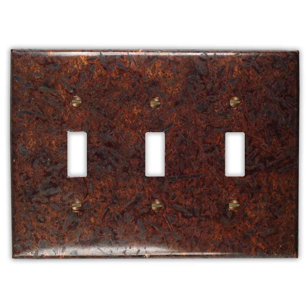 Placa de pared con 3 palancas de cobre oscuro envejecido