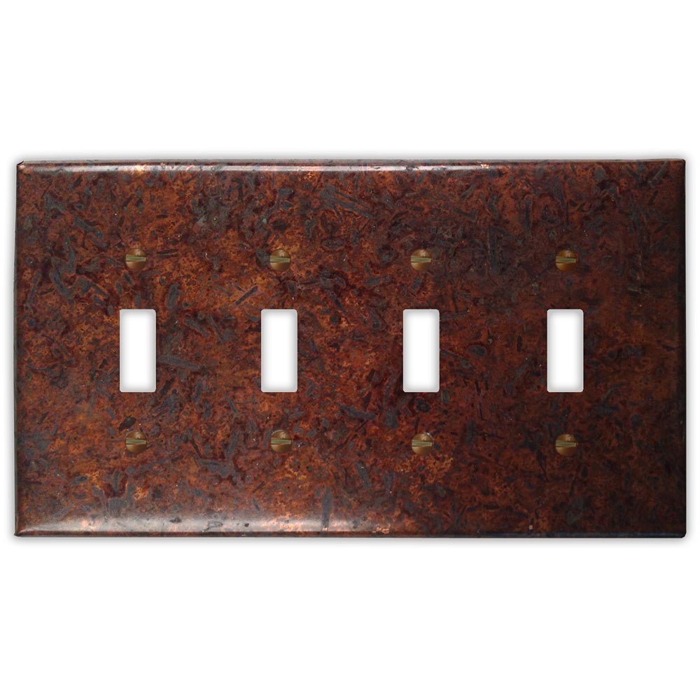Cobre oscuro envejecido - Placa de pared con 4 palancas