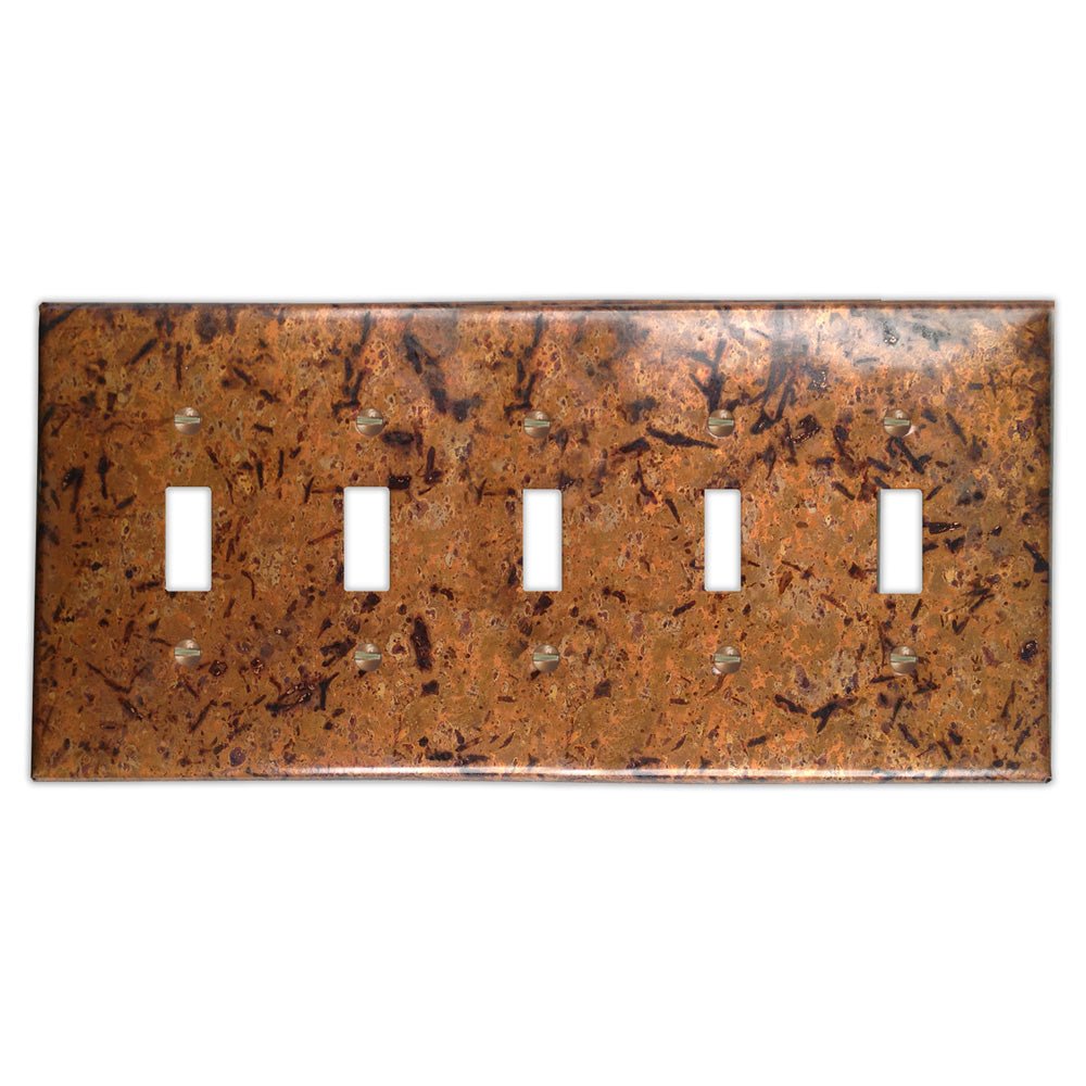 Cobre claro envejecido - Placa de pared con 5 palancas