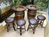 Juego de mesa de bar de roble doble, barril de vino bourbon, estante de almacenamiento en la puerta, mueble bar de barril, bar de barril de whisky, mueble bar de barril de vino