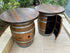 Juego de mesa de bar de roble doble, barril de vino bourbon, estante de almacenamiento en la puerta, mueble bar de barril, bar de barril de whisky, mueble bar de barril de vino
