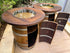 Juego de mesa de bar de roble doble, barril de vino bourbon, estante de almacenamiento en la puerta, mueble bar de barril, bar de barril de whisky, mueble bar de barril de vino