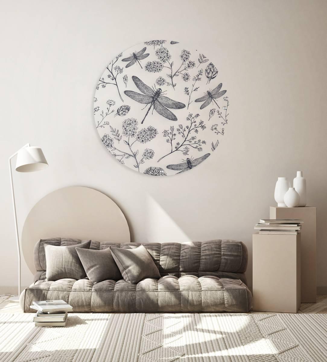 Dragonfly Printed Transparent Acrylic Circle
