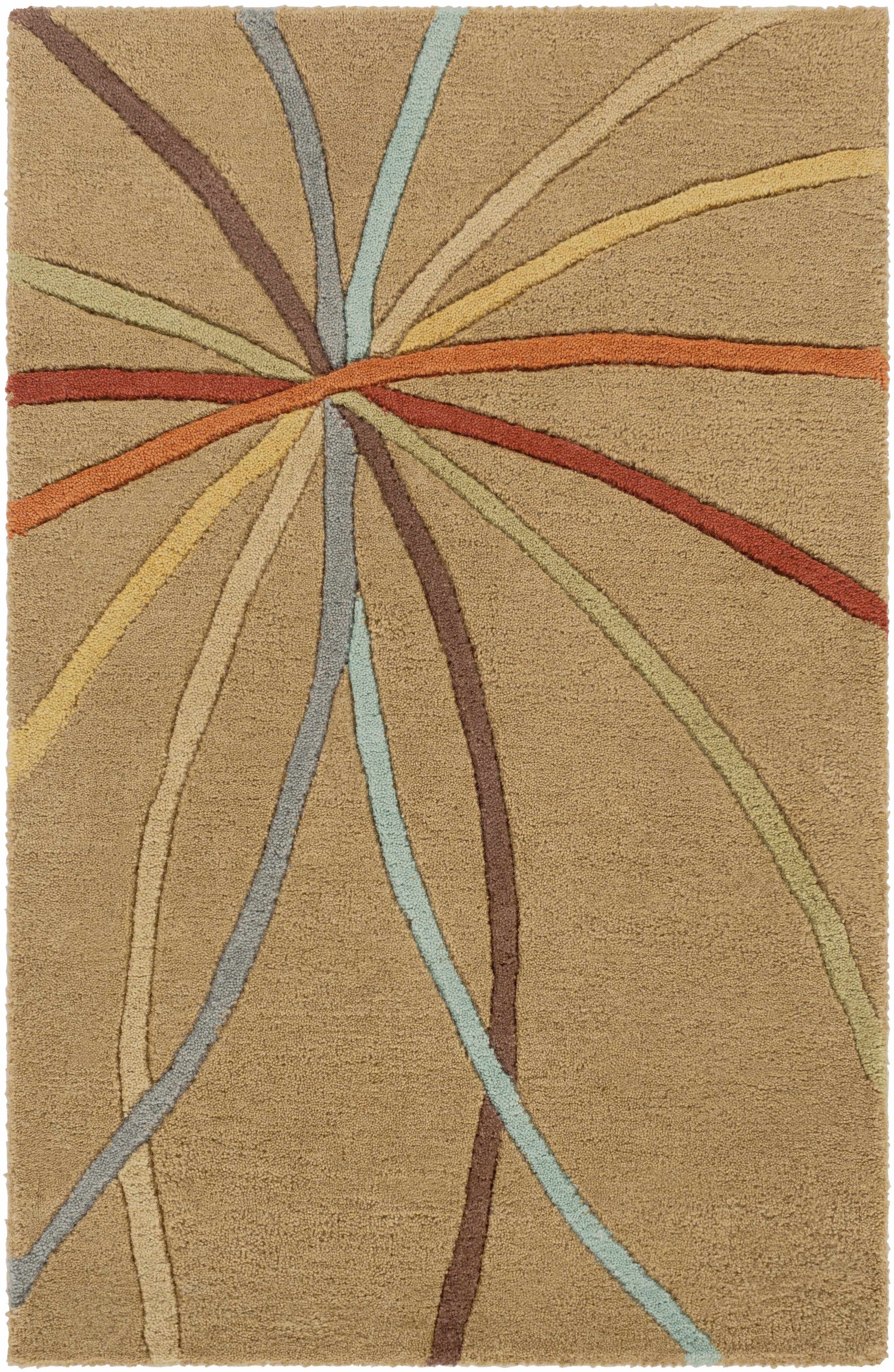 Davison Brown Geometric Modern Wool Rug