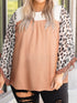 Statement Plus Size Top with Leopard Sleeves