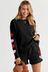Ultra Soft Waffle Knit Lounge Set with Heart Details