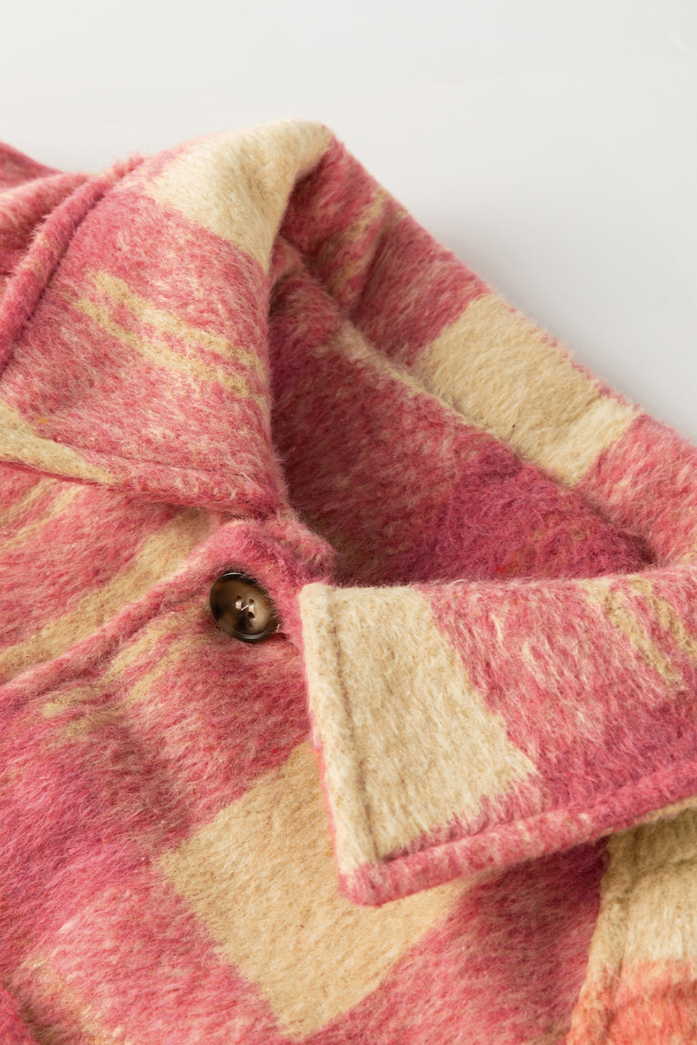 Oversized Fuzzy Plaid Jacket for Women