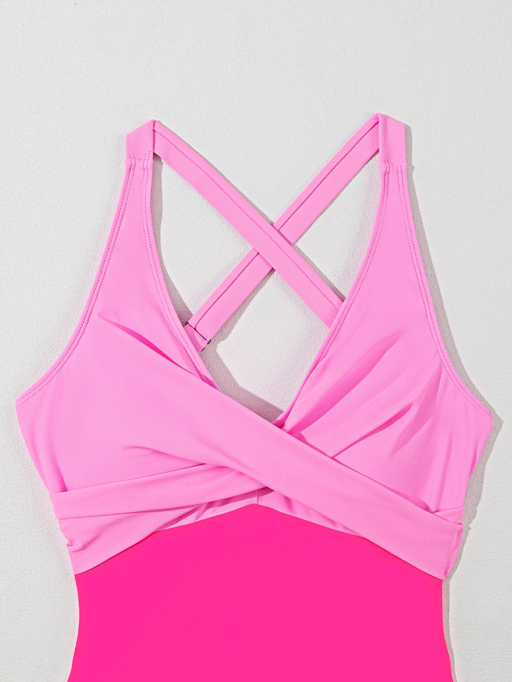 Pink Two-Tone Flared One-Piece Swimsuit