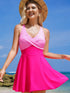 Pink Two-Tone Flared One-Piece Swimsuit