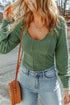 Fitted Ribbed Knit Sweater in Green